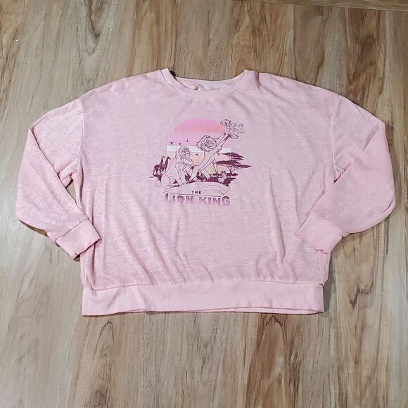🧚♂️Disney Pink Lion King Long Sleeve Burnout Sweatshirt Large - Picture 1 of 8